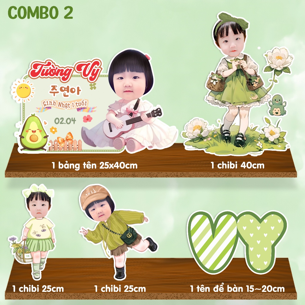 Combo Chibi sinh nhật cho bé gái