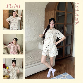 Bộ Đồ Ngủ Kiểu Nữ Chất Đũi In Hoạt Hình Form Rộng Nhiều Màu Tuni.studio INM01