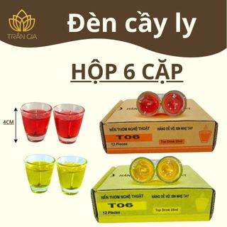 Hộp 6 cặp - Đèn Cầy Ly Nhỏ cao 4cm cháy tầm 2h,Nến Ly nhí 25ml,Cốc Nến Nhỏ màu vàng đỏ