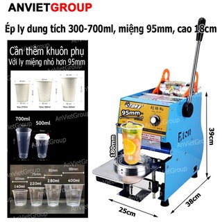 Máy dán ép dập đậy đóng nắp miệng ly cốc hộp Eton ET-D7 An Việt Ép ly trà sữa cafe tàu hũ sữa chua