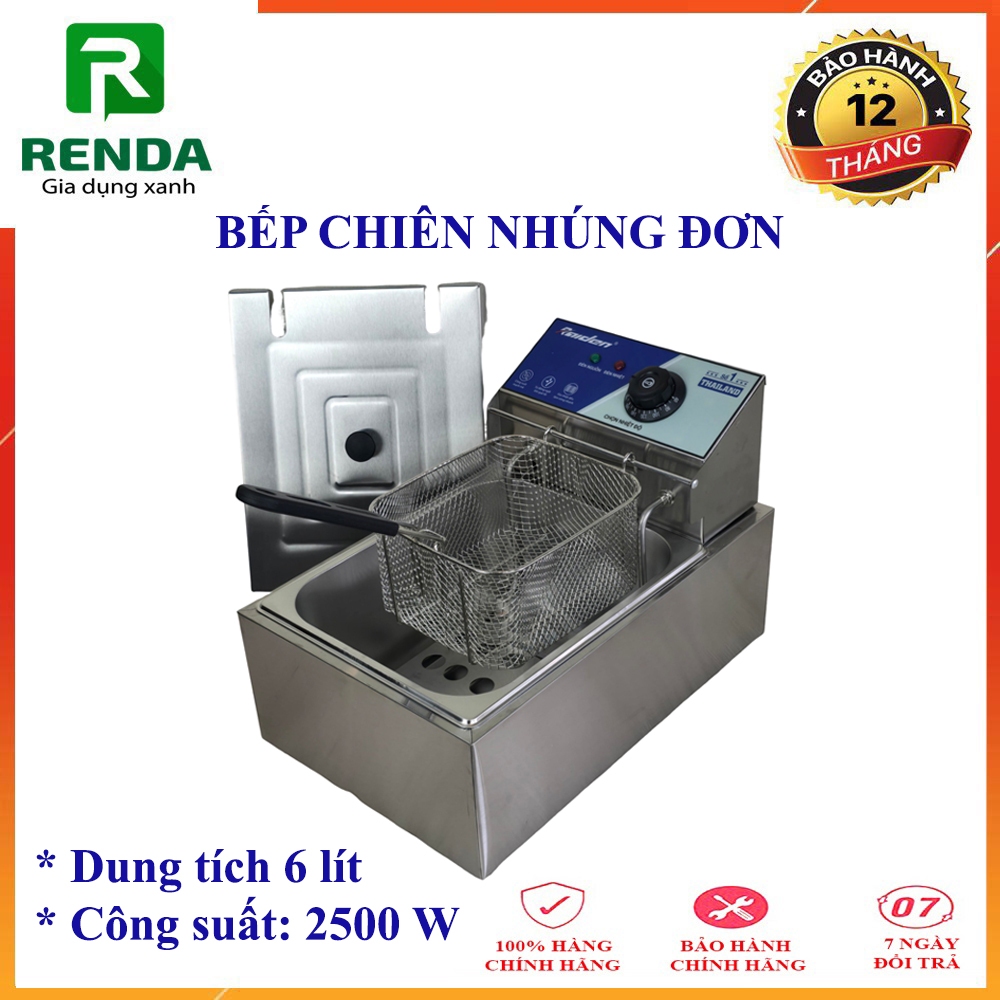 Bếp chiên nhúng ngập dầu 6L đơn Raiden RD1106, công suất 2500W, dùng kinh doanh, bảo hành 12 tháng