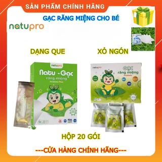 Probiotic Natupro Gạc răng miệng hộp 20 gói dạng que & xỏ ngón cho bé chính hãng