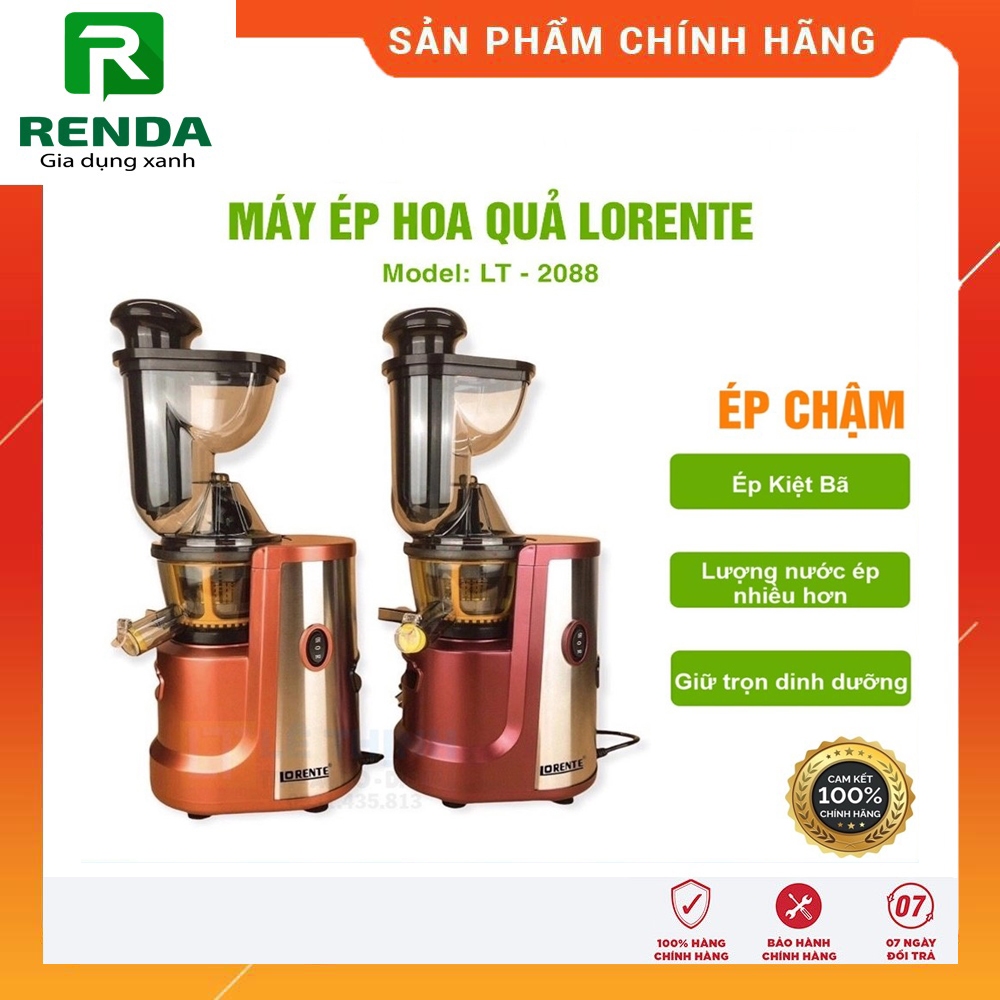Máy ép chậm 300w trục đứng Lorente LT-2088 phù hợp cho quán nước ép và gia đình, bảo hành 12 tháng