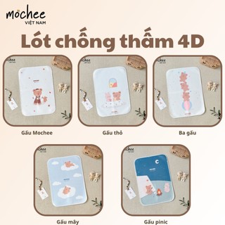 Lót chống thấm cho bé Mochee 4D 50x70cm, tấm lót thay bỉm họa tiết thoáng khí - Monnie Center
