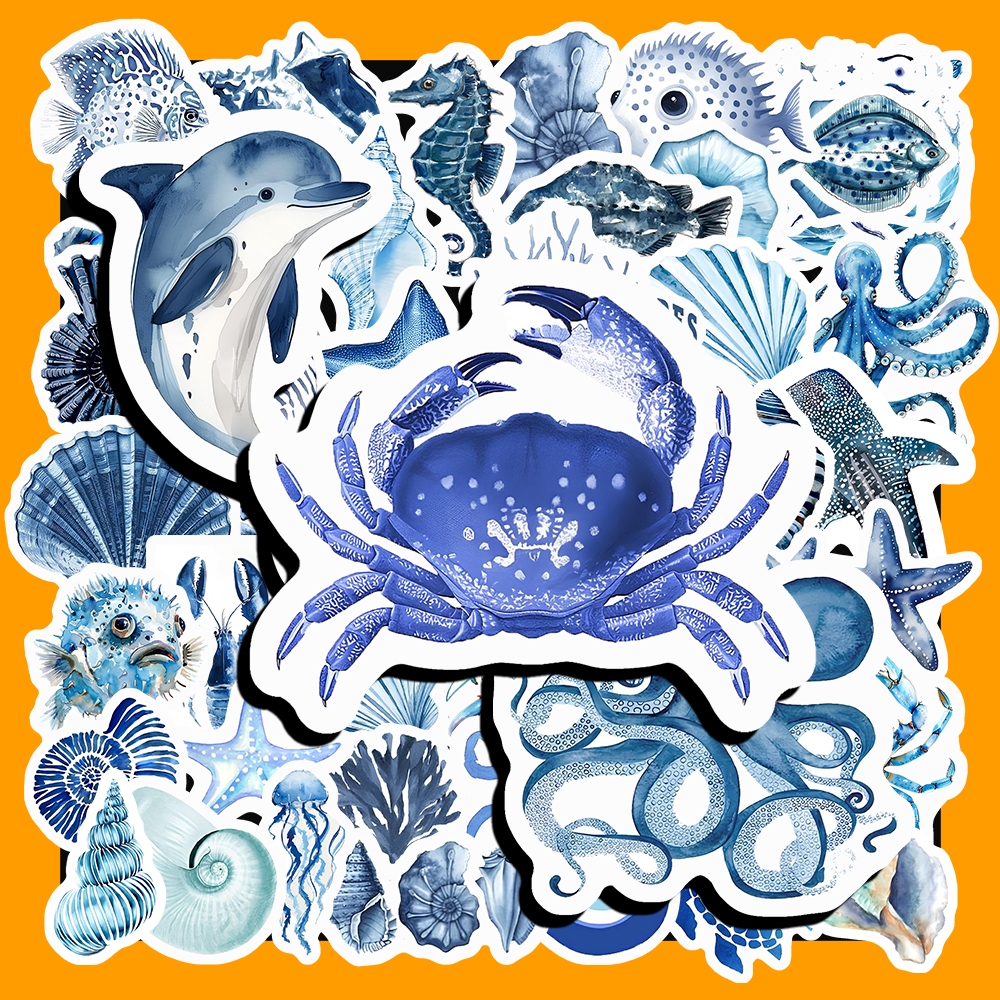 Bộ 69 Sticker Động Vật Biển Xanh Dương – Nghệ Thuật Thanh Lịch Từ Đại Dương