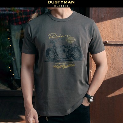 Áo Thun Nam Rider Dustyman Cổ Điển, Vải Cotton Co Giãn, Thoáng Mát, Form Regular Fit