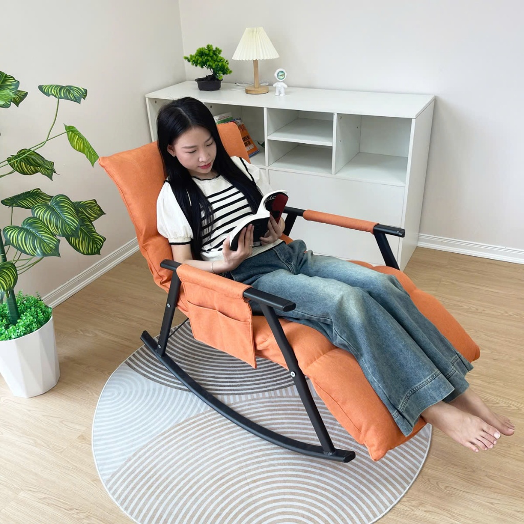 Ghế bập bênh thư giãn ANA BB02 dài 1m6 điều chỉnh 10 cấp độ nằm đọc sách nghỉ ngơi decor phòng Tặng lăn Massa Gác Đệm | BigBuy360 - bigbuy360.vn