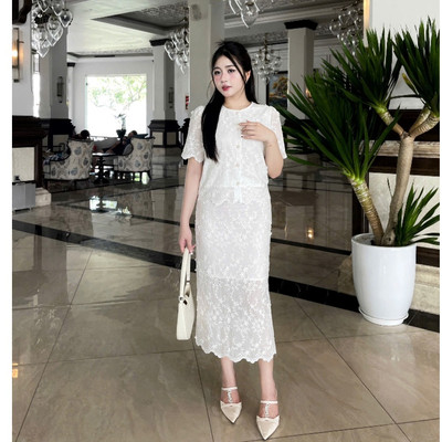Set ren thêu Evalover mã 284 dáng xuông tay lỡ kiểu dáng thanh lịch