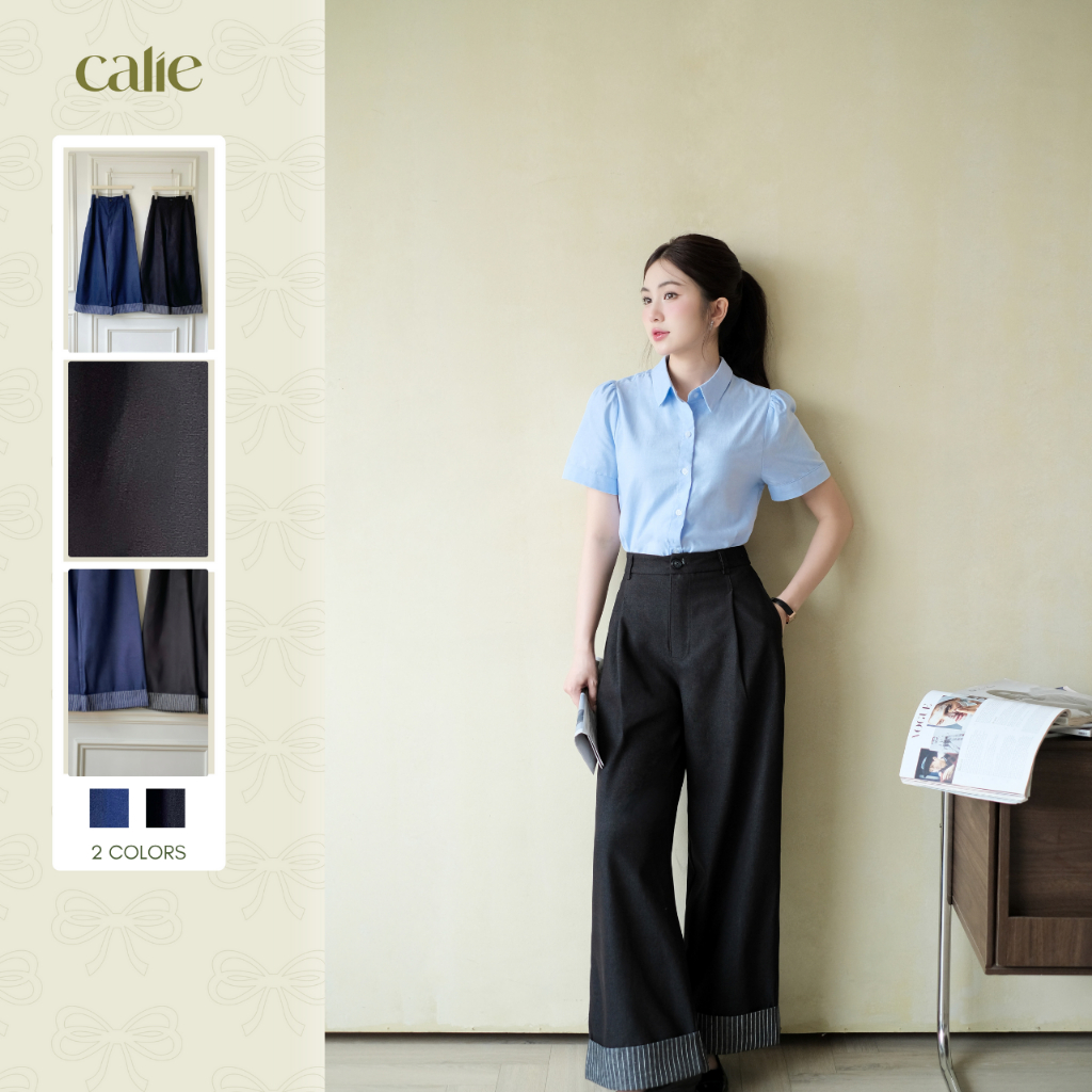 Quần jean dáng suông lật gấu, chất liệu mềm mại, form rộng tôn dáng thời trang nữ Calie QJ024