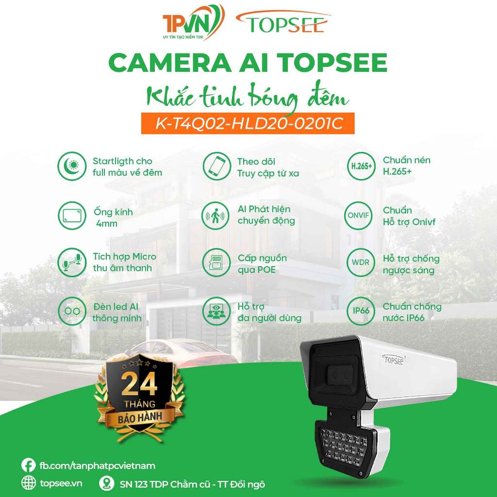 Camera Topsee K-T4Q02-HLD20-0201C (4Mb Super Startlight - khắc tinh bóng đêm)