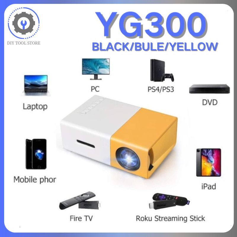 Máy chiếu mini YG300 dễ dàng kết nối với điện thoại di động, máy tính bảng, máy tính xách tay——DIY TOOL STORE