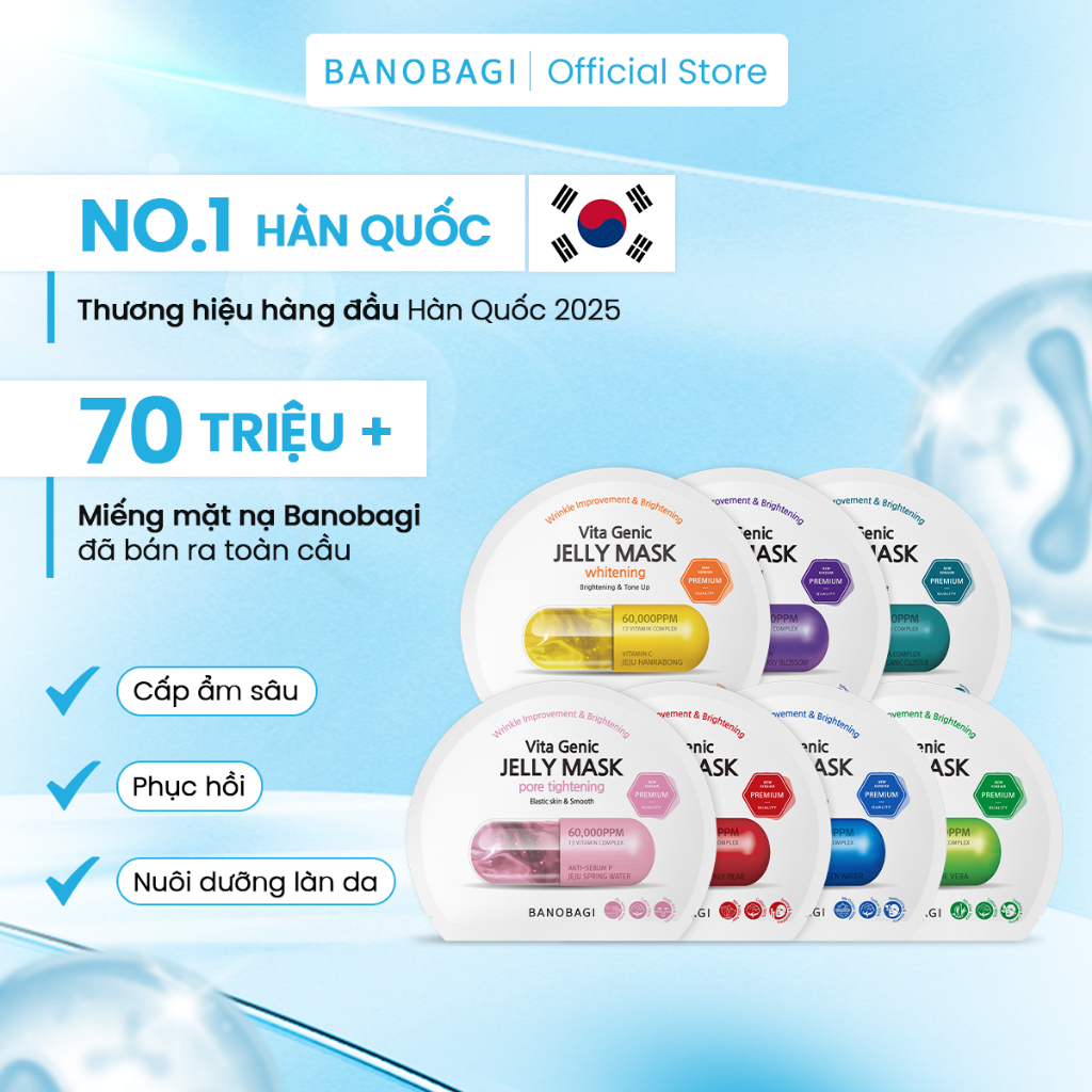 COMBO 10 Miếng Mặt Nạ BANOBAGI Vita Genic Jelly Mask Dưỡng Da Chuyên Sâu Dành Cho Mọi Loại Da 30ml