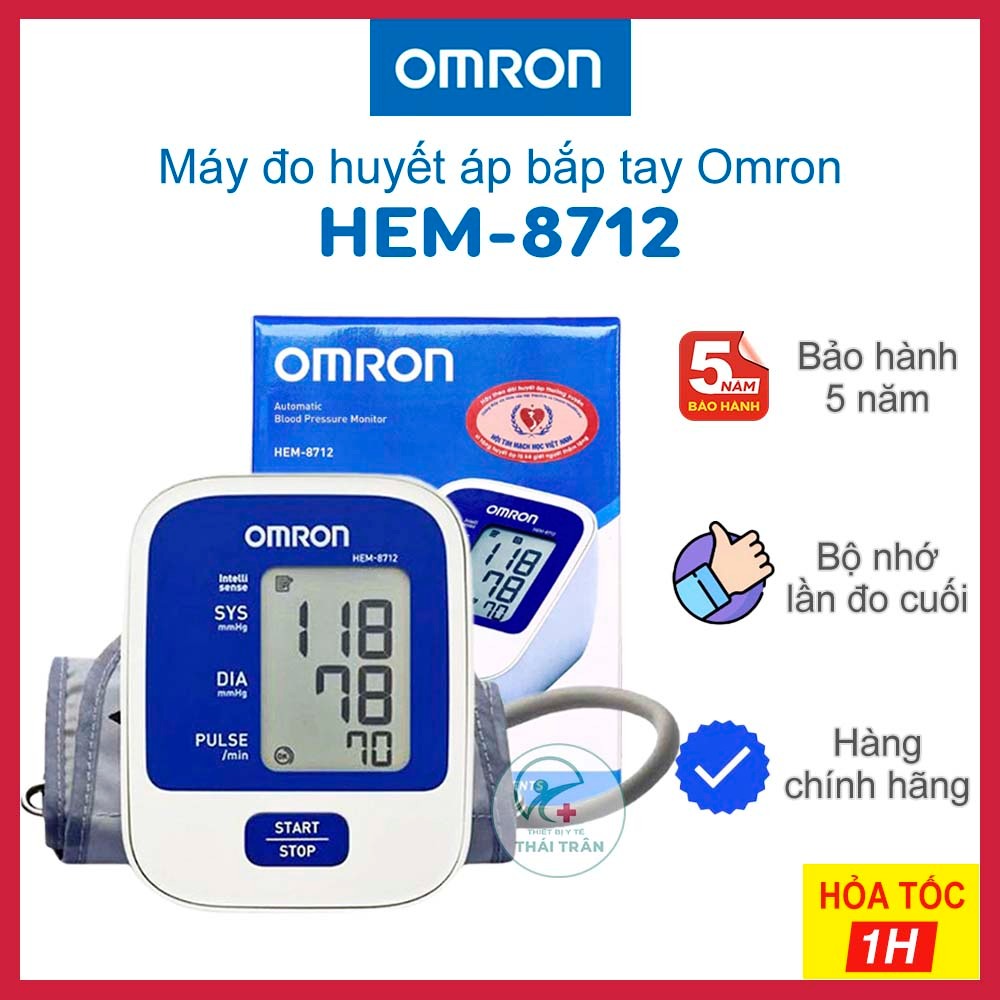 ✅ Máy Đo Huyết Áp Bắp Tay OMRON Hem-8712, Đo Tự Động | Thương Hiệu Nhật Bản - Bảo Hành 5 Năm