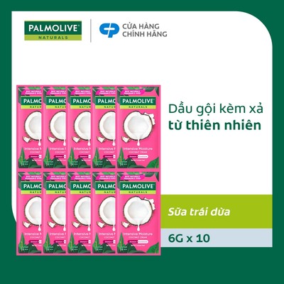 [HB gift] Bộ 10 gói dầu gội kèm dầu xả Palmolive Dưỡng Ẩm bổ sung từ sữa dừa & protein 6g