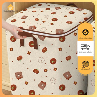 🍅Gấu cà chua🍅Giỏ đựng quần áo chăn màn đa năng Túi vải đựng đồ có thể gấp gọn bằng cỡ lớn hoạ tiết đơn giản giỏ cất trữ