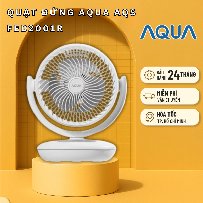 Quạt lưu thông không khí 2 in 1 AQUA AQS-FED2001R(W)-VN màng hình led - Bảo hành chính hãng 12 tháng