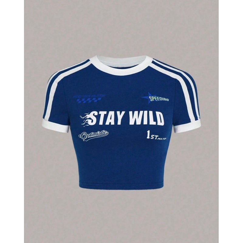 [ Hàng order shein] Áo thun chữ dáng croptop cho nữ