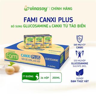 Thùng sữa đậu nành Fami Canxi Plus nguyên vị (ít đường) 36 hộp (36 hộp x 200ml)