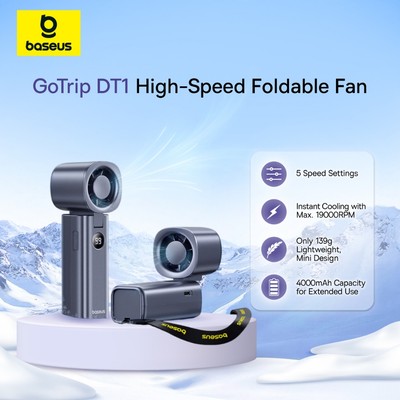 Baseus GoTrip DT1 Quạt Turbo Jet có thể sạc lại cầm tay di động gió mạnh tốc độ cao 19000 vòng/phút Quạt mini chỉnh quạt