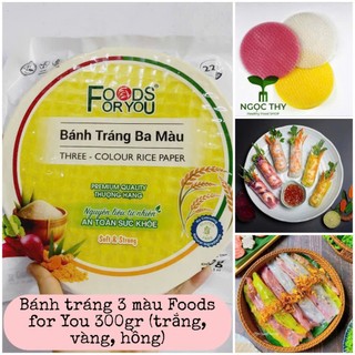 Bánh tráng cuốn 3 màu rau củ Foods for You (brand Mekong River cũ) gói 300gr (trắng, vàng nghệ, hồng củ dền)