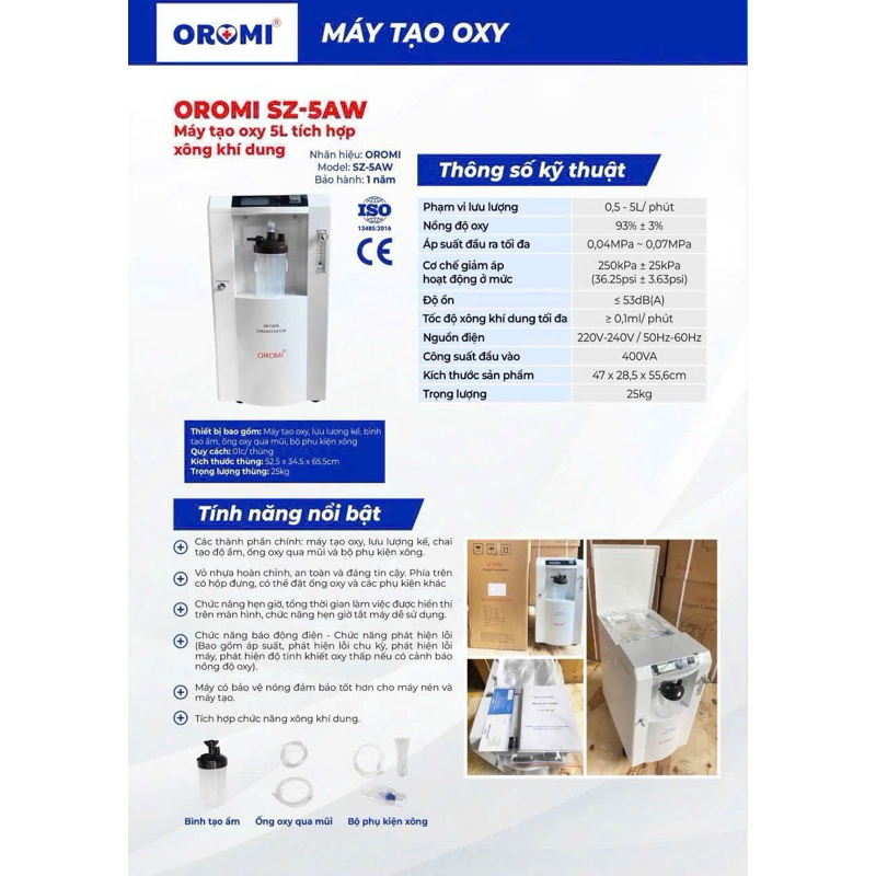 Máy Tạo Oxy 5 Lít Oromi SZ-5AW ( Có Xông khí Dung)