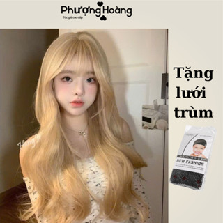 Tóc giả nữ nguyên đầu đầu xoăn dợn C8263, 50cm, tặng kèm lưới trùm tócc để