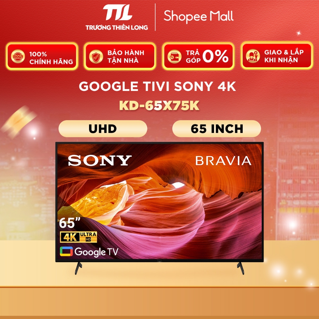 KD-65X75K - Google Tivi Sony 4K 65 Inch KD-65X75K [TOÀN QUỐC]