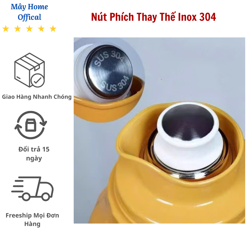 Set 5 Cái Nút Phích Size 2L Inox 304 Thay Thế Chống Gỉ – Phụ Kiện Bình Giữ Nhiệt Tốt, Nút Phích Thay