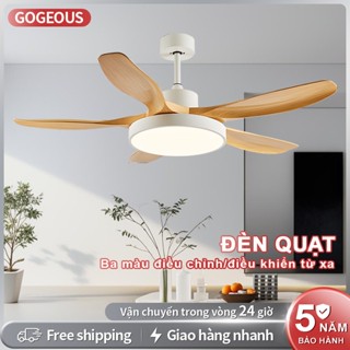  【COD Quạt Trần phòng khách Gogeous 5 Cánh 6 Cấp Độ Quạt treo điều khiển từ xa quạt trần đèn 3 màu 