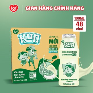 Sữa chua uống KUN dinh dưỡng lên men vị dưa lưới thùng 48 chai x 100ml