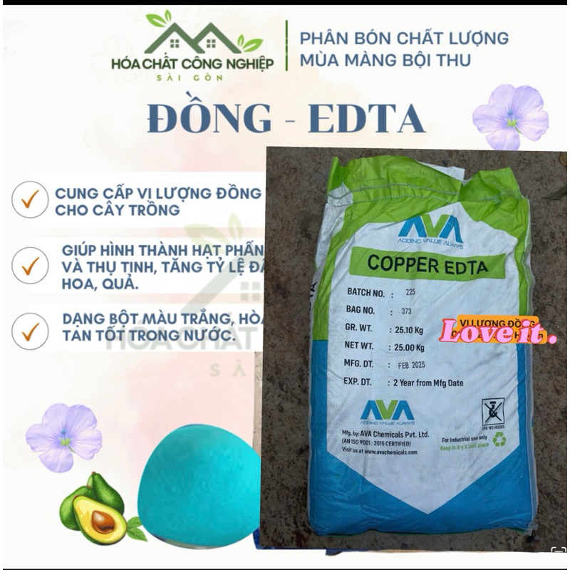 bao 25kg đồng vi lượng Edta Chelate chuyên cây trồng thuỷ sản
