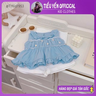 Quần áo trẻ em, Quần áo hè cao cấp bé gái, áo thô dáng xòe và quần kaki cho bé 9-25kg S1953 | Tiểu Yến KID