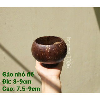  Chén gáo dừa nhỏ CÓ ĐẾ+Muỗng gỗ dừa ly đựng kem ăn ngũ cốc chè trái cây tô trộn mặt nạ pha bột tắm body 