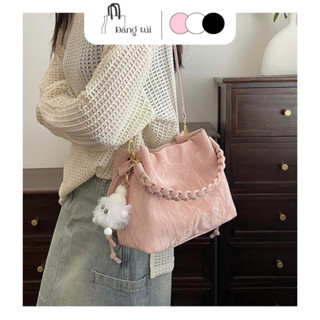  Túi xách nữ thời trang da nhung cầm tay đeo vai đeo chéo tặng kèm charm gấu xinh đựng đồ tiện lợi Đăng Túi DK115 