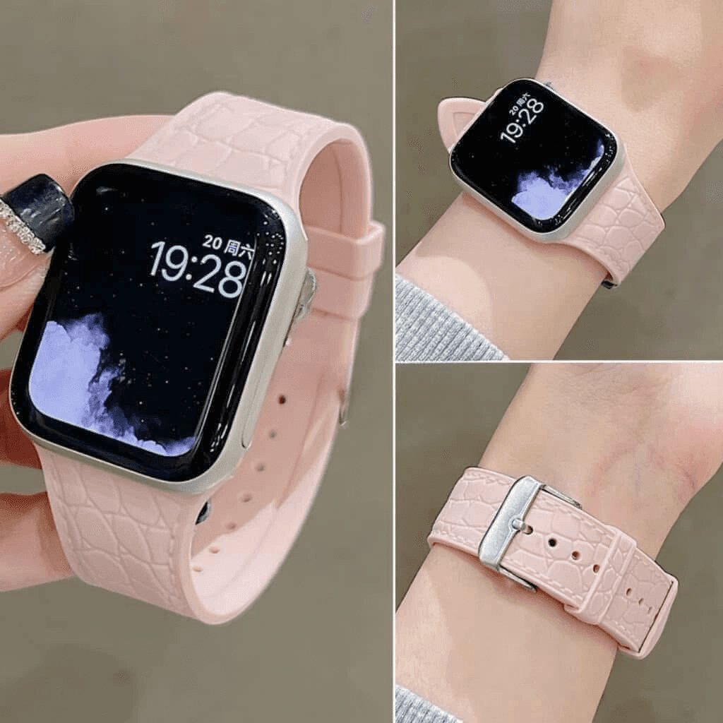 Dây silicon chống bẩn vân da chất liệu dày dặn cho AW Ultra 11/10/9/8/7/6/5/4/3/2/1 46/45/44/42/41/40/38mm