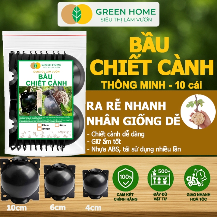 10 Bầu Chiết Cành GreenHome, Nhiều Kích Thước, Tăng Khả Năng Ra Rễ,Chống Úng Cành Chiết,Độ Bền 2 Năm