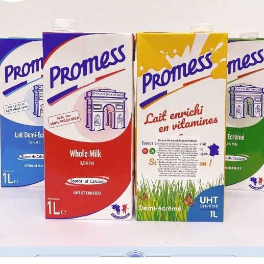 1 Hộp Loại 1Lít Sữa Tdươi Không Đường Không Béo PROMESS Nhập Từ Pháp