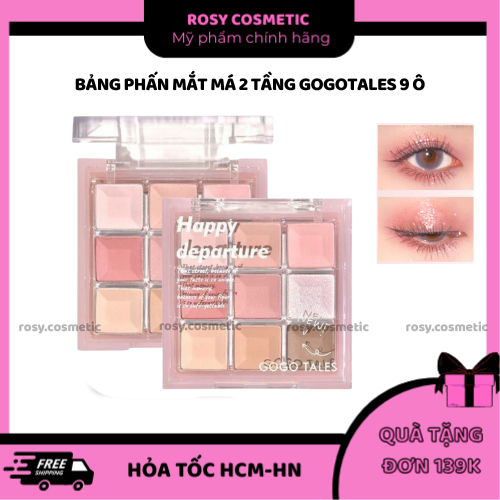 [GOGO TALES] Bảng phấn mắt má 2 tầng Gogo Tales Highlight 2 Tầng bảng mắt má gogo tales G01 9 ô Glaz