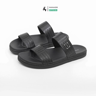 Dép Hai Quai Trung Niên Trẻ Trung, Dép Nam Hai Quai Ngang MANADO Mã AQH02 Da Bò Vân Miu Đế Cao 3cm Khâu Quai Chắc Chắn