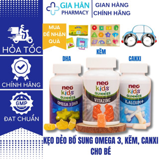 Gummies Neokids Kẹo dẻo Canxi, Neo Kids ZinC bổ sung kẽm, Neo Kids Omega 3 DHA cho bé