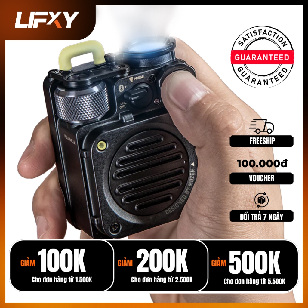  Loa Bluetooth 5.0 Mini Bass Mạnh Muzen Có Đèn LED 5W Chống Nước IPX5 Pin 800mAh - VoxR LIFXY 
