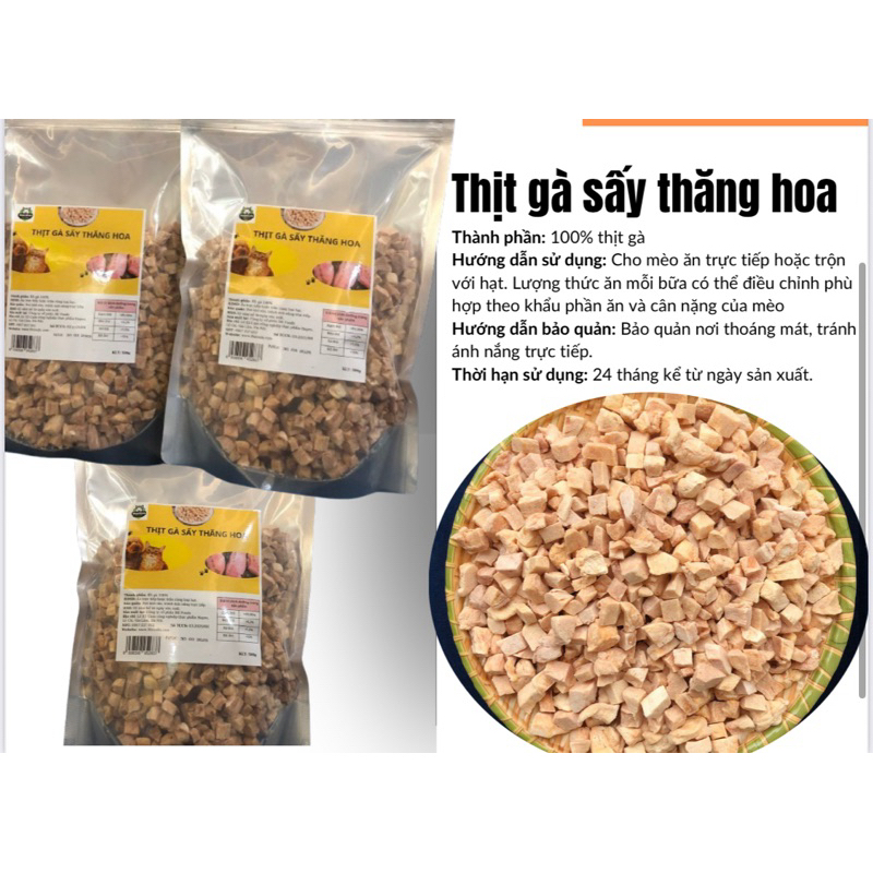 Thịt gà sấy, cá sấy, gan sấy thăng hoa cho chó mèo