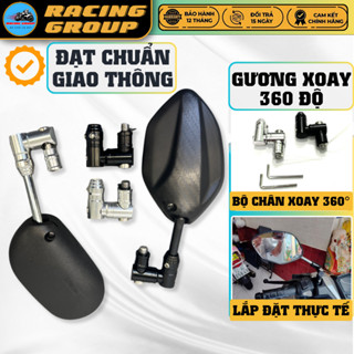 Gương Chiếu Hậu Xe Máy Xoay Gập 360 Độ, Gắn Xe Wave, Sirius, Exciter, Winner, Kèm Chân Xoay