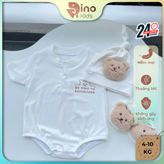 Set body kèm nón và tất cho bé trai, bé gái 4-10kg. Bodysuit gấu tăm lạnh cho bé sơ sinh. Dino Kids