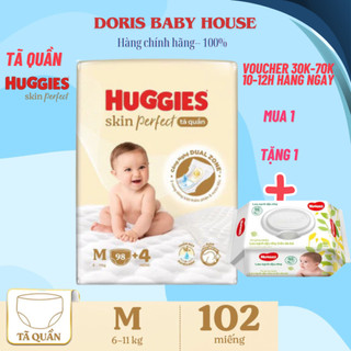 Tã quần/ Tã Dán Huggies Skin Perfect Mega Jumbo M98+4/ L88+4/XL72+4/XXL64+4 với 2 vùng thấm giảm kích ứng da