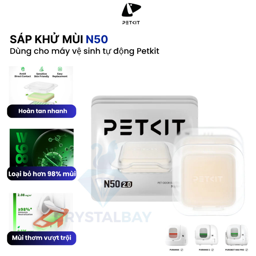 Sáp khử mùi cho máy vệ sinh mèo PETKIT N50 2.0 – Giảm mùi hiệu quả, dễ thay thế, tương thích Pura Ma