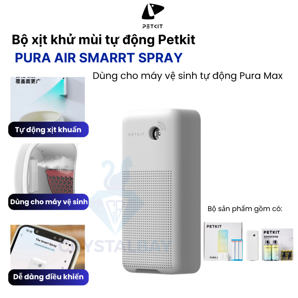 (New 2026) Bộ khử mùi thông minh PETKIT Smart Spray – Dùng cho máy vệ sinh Pura Max, khử mùi tự động