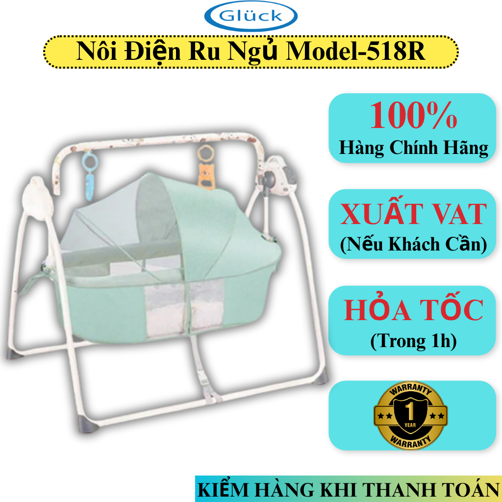 Nôi Điện Ru Ngủ Gluck Model-518R Nôi Ru Bé Ngủ Thanh Lịch Hiện Đại Chăm Sóc Giấc Ngủ Cho Bé