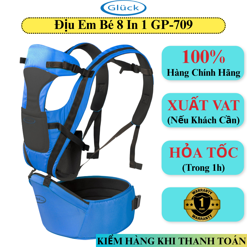 Địu Em Bé Gluck Baby GP-709, Địu Ngồi Cho Bé 8 in 1 Chất Cotton Cao Cấp Thiết Kế Thời Trang Hiện Đại