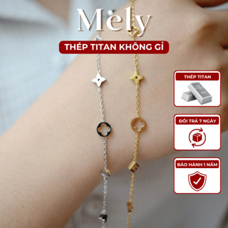 [KHÔNG ĐEN GỈ] Vòng tay thép Titan cỏ bốn lá mạ vàng cao cấp phụ kiện thời trang nữ - Mely TT119